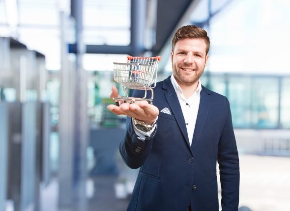 young businessman happy expression